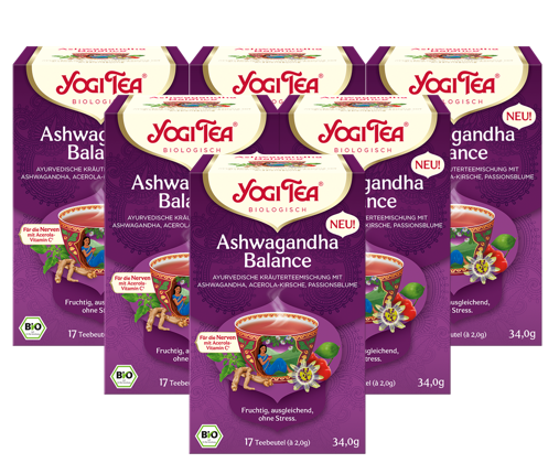 6 x YOGI TEA Ashwagandha Balance Bio 34g Bio Kräutertee - fruchtig. ausgleichend
