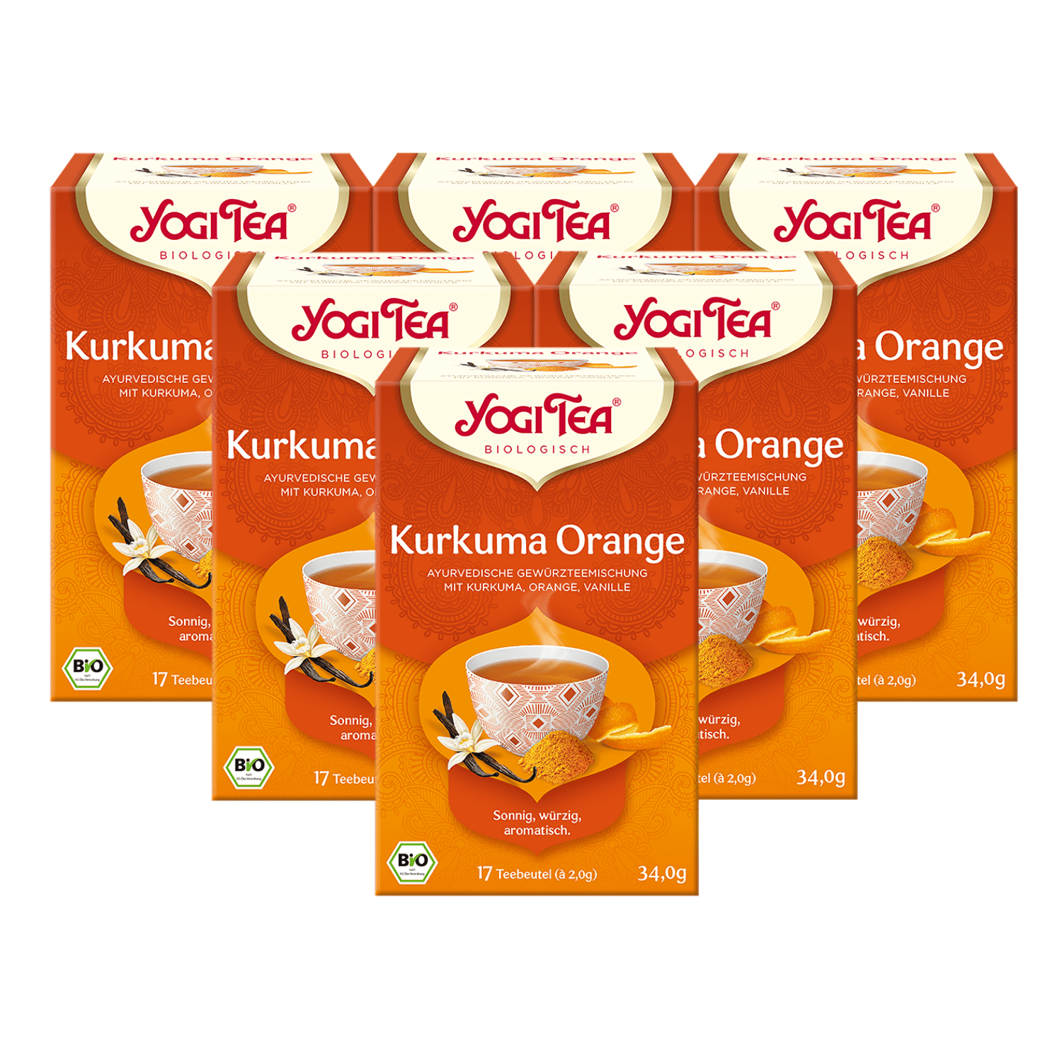 6 x BIO YOGI TEA Kurkuma Orange | 6 x 34g