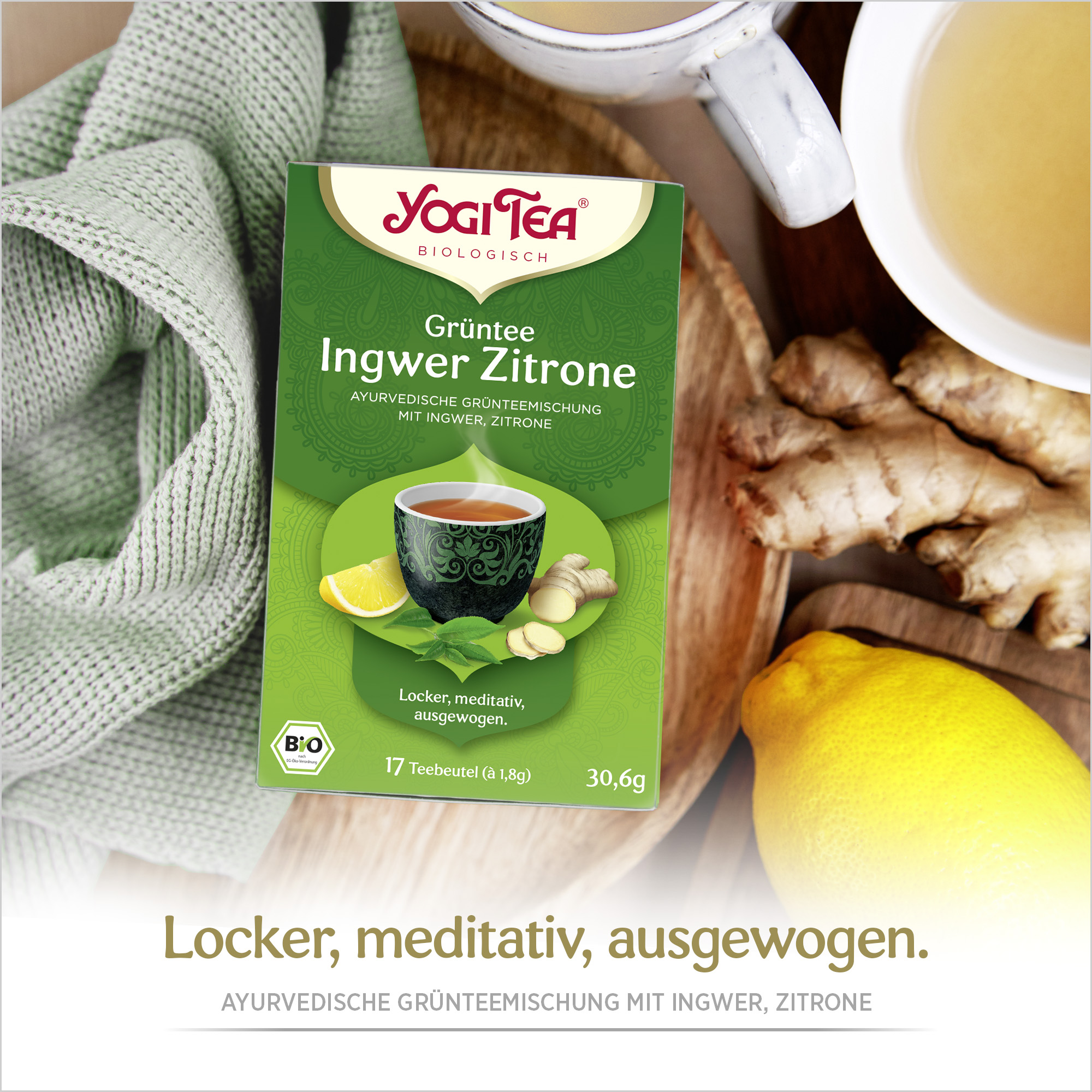 6x BIO YOGI TEA Grüntee Ingwer Zitrone | 6 x 30,6g