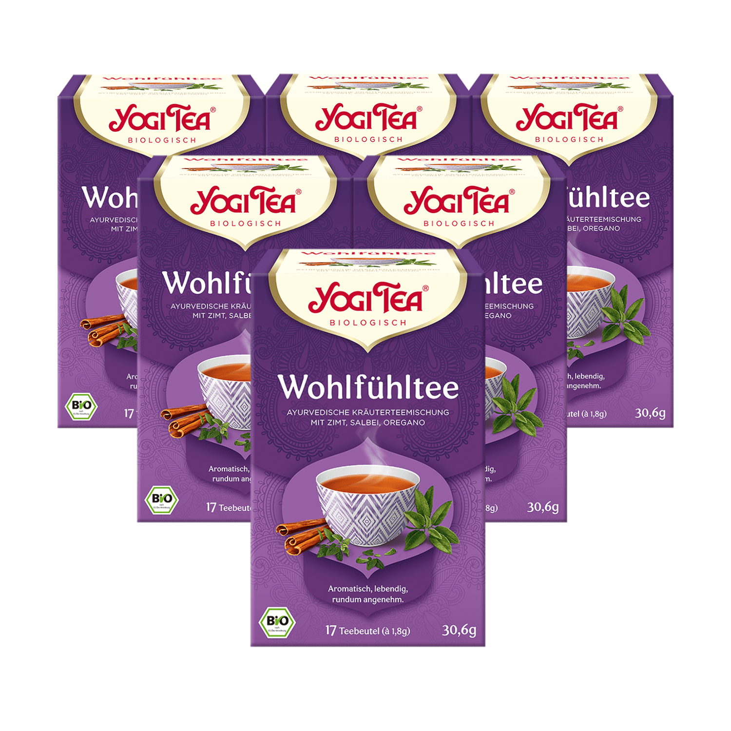 6 x BIO YOGI TEA Wohlfühltee | 6 x 30,6g